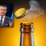 Pete "chug-a-lug" Hegseth looks longingly at a frosty tall boy beer